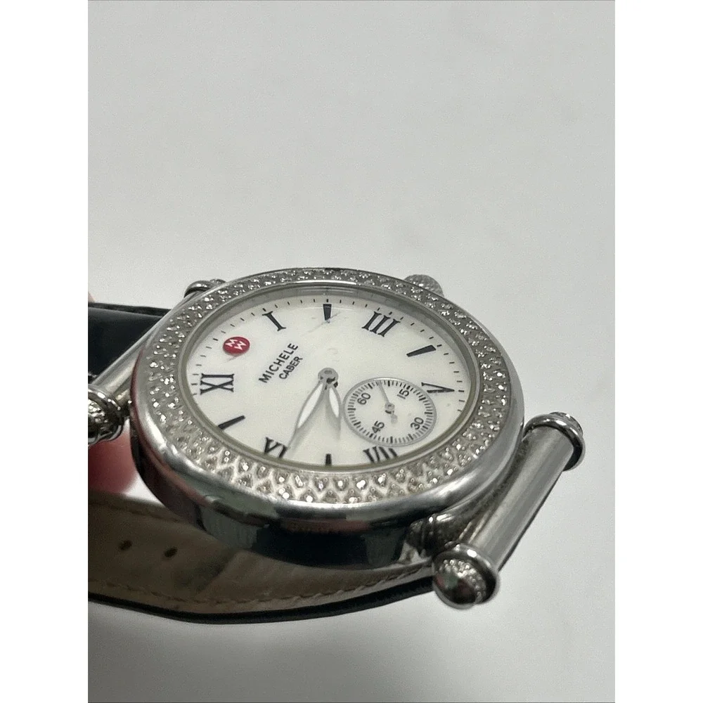 Women's Diamond Michele Caber Dress Watch Black Band